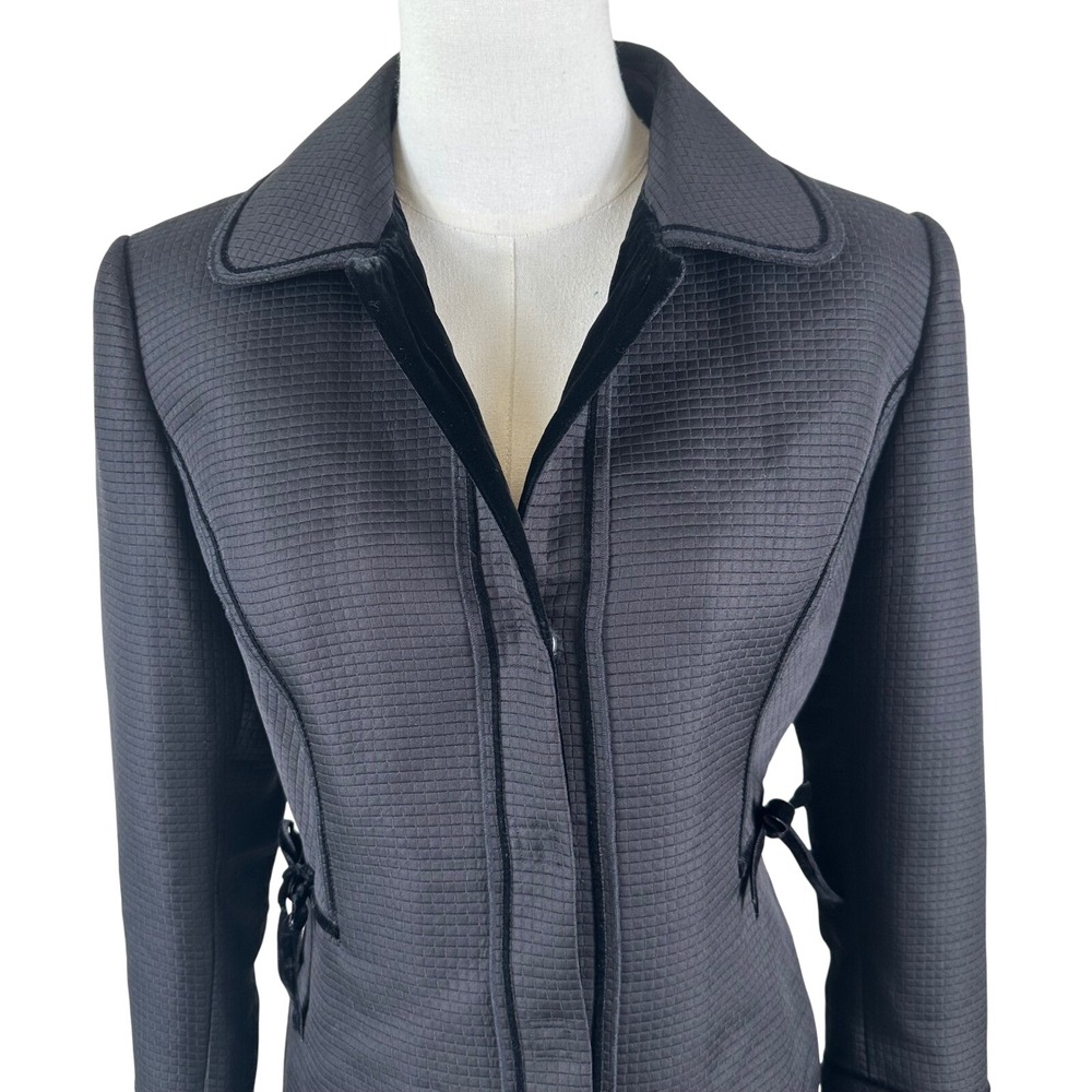 Nipon Boutique Skirt Suit Womens 6P Black Peplum Professional Co-ord Set 75-80
